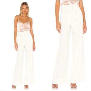 Amanda Uprichard Size Large White Wide Leg Tie Waist Ariya Pant Trousers